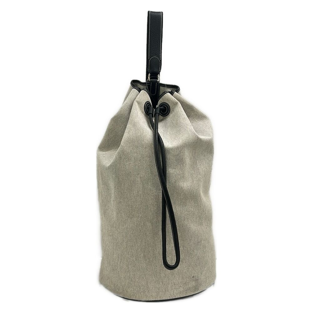 Hermès Sac Marine Res. GM Backpack Light gray Black Toile H Leather